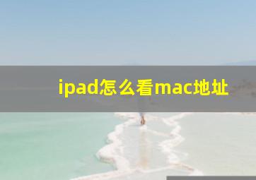 ipad怎么看mac地址