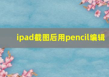 ipad截图后用pencil编辑