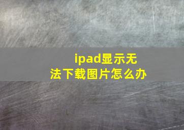 ipad显示无法下载图片怎么办