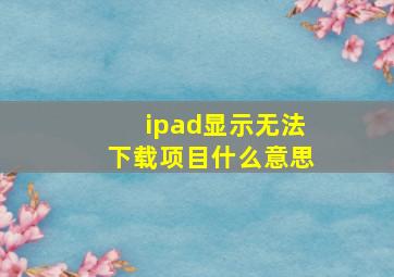 ipad显示无法下载项目什么意思