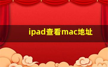 ipad查看mac地址