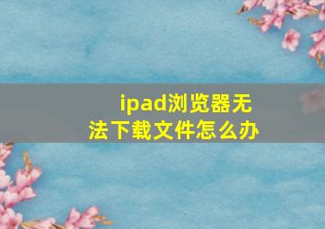 ipad浏览器无法下载文件怎么办