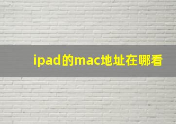 ipad的mac地址在哪看