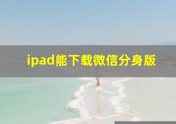 ipad能下载微信分身版