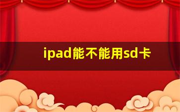 ipad能不能用sd卡