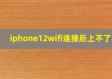 iphone12wifi连接后上不了网