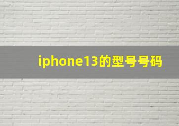 iphone13的型号号码