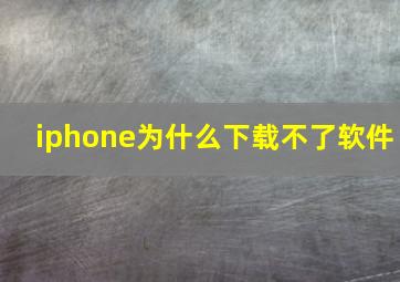 iphone为什么下载不了软件