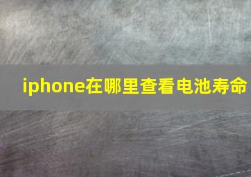 iphone在哪里查看电池寿命