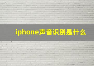 iphone声音识别是什么