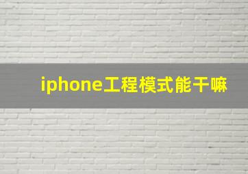 iphone工程模式能干嘛