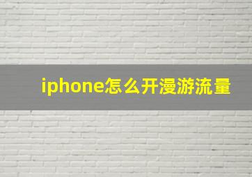 iphone怎么开漫游流量