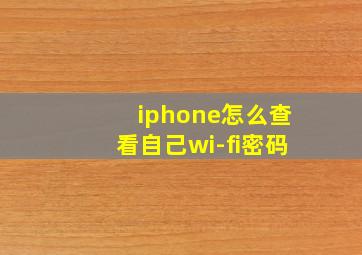 iphone怎么查看自己wi-fi密码