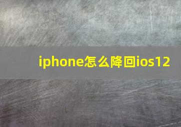 iphone怎么降回ios12