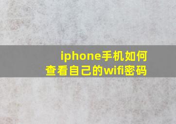 iphone手机如何查看自己的wifi密码