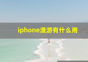 iphone漫游有什么用