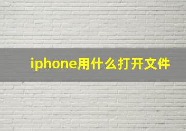 iphone用什么打开文件