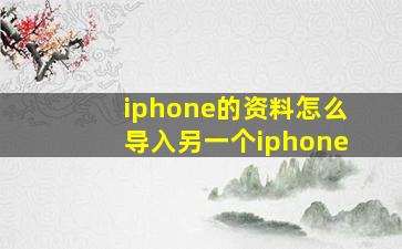 iphone的资料怎么导入另一个iphone