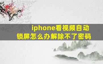 iphone看视频自动锁屏怎么办解除不了密码