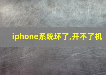 iphone系统坏了,开不了机