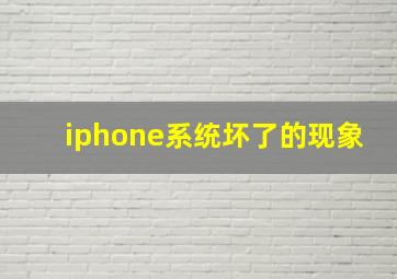 iphone系统坏了的现象