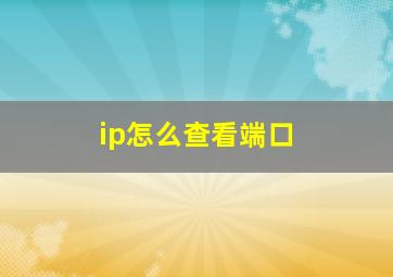 ip怎么查看端口