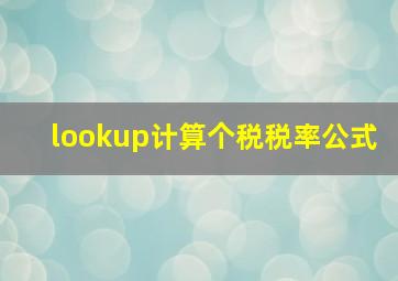 lookup计算个税税率公式