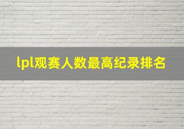 lpl观赛人数最高纪录排名