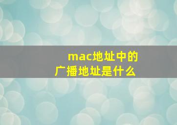 mac地址中的广播地址是什么