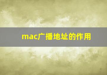 mac广播地址的作用