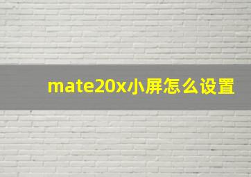 mate20x小屏怎么设置