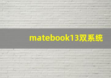 matebook13双系统