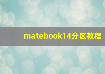 matebook14分区教程