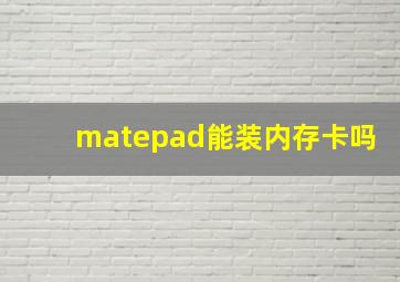 matepad能装内存卡吗