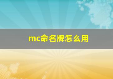 mc命名牌怎么用