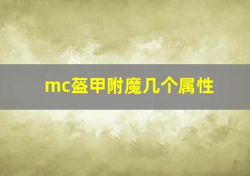 mc盔甲附魔几个属性