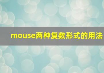 mouse两种复数形式的用法