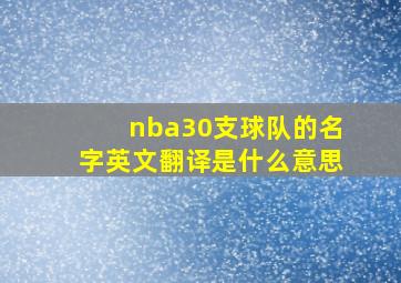 nba30支球队的名字英文翻译是什么意思