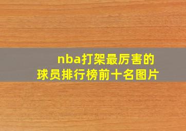 nba打架最厉害的球员排行榜前十名图片