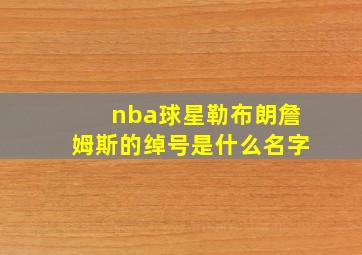 nba球星勒布朗詹姆斯的绰号是什么名字