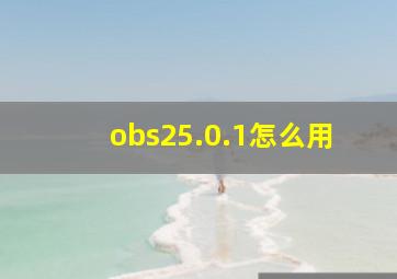 obs25.0.1怎么用