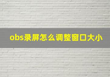 obs录屏怎么调整窗口大小