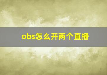 obs怎么开两个直播