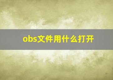 obs文件用什么打开