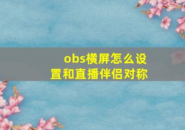 obs横屏怎么设置和直播伴侣对称