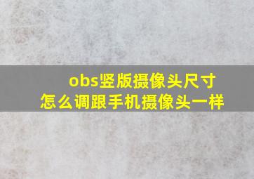 obs竖版摄像头尺寸怎么调跟手机摄像头一样