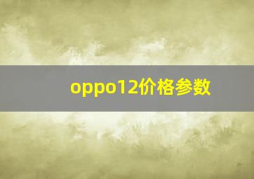 oppo12价格参数