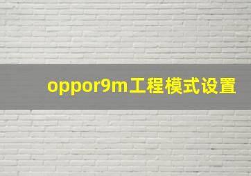 oppor9m工程模式设置