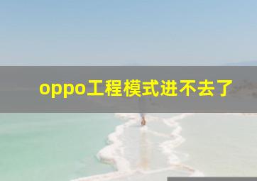 oppo工程模式进不去了