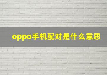 oppo手机配对是什么意思